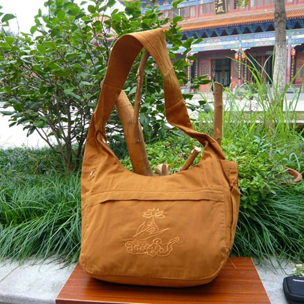 Buddhist Monk Bag Cotton Embroidery Shaolin Kung Fu Shoulder Bag Unisex